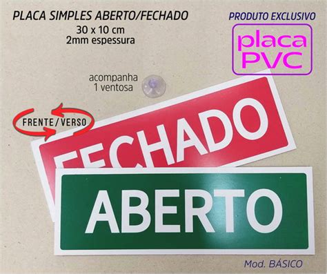 Placa Aberto Fechado Simples 30x10 Para Montar Produtos Elo7