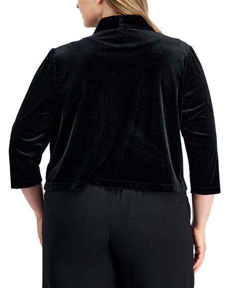 Connected Plus Size Velvet 3 4 Sleeve Open Front Shrug Macys