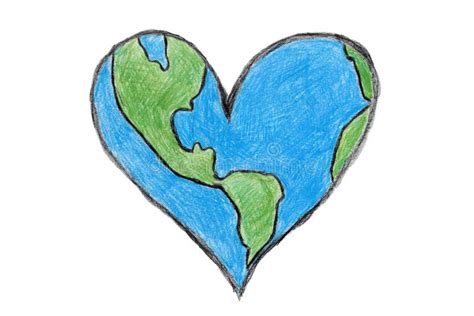 Earth Heart Stock Illustration Illustration Of Pencil 45079808