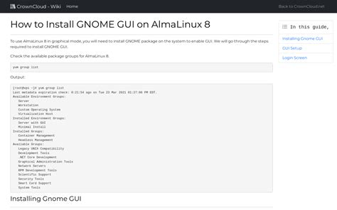 Crowncloud Wiki How To Install Gnome Gui On Almalinux