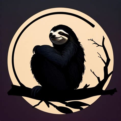 Premium Ai Image A Sloth Sitting On A Branch With The Moon Behind It