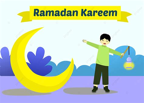 Fundo Saudação Ramadan Kareem Menino Trazendo Lanterna E Decoração