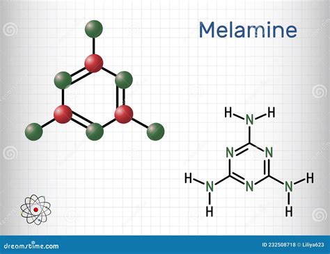 Melamine Chemical Structure. Vector Illustration Hand Drawn ...