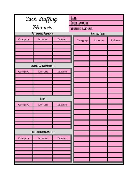 Cash Stuffing Template