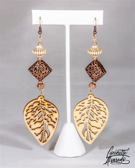 Wooden Leaves Dangle Earrings Statement Earrings Etsy Etsy