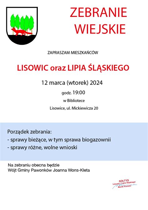 Zebranie Wiejskie 2024 Lisowice