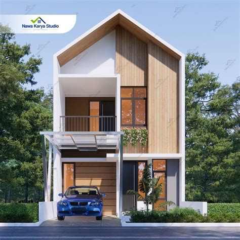 Desain Rumah Scandinavian Lantai Tampak Depan Fasad Rumah Modern