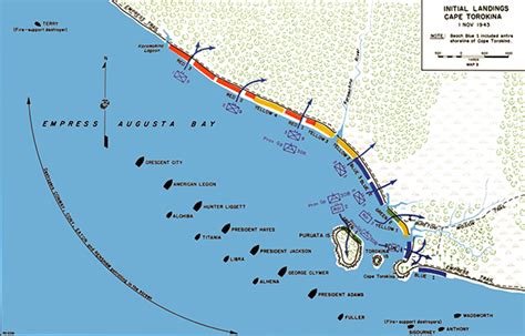 Pacific Wrecks Map Of Initial Landings Cape Torokina On Western