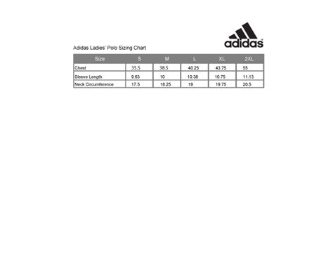 Adidas Ladies’ Polo Sizing Chart Crt Apparel