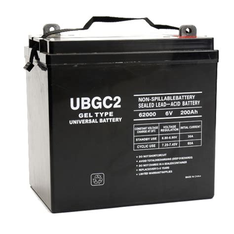 UPG UBGC2GEL UB-GC2 Golf Cart Gel Battery 6V 200Ah Capacity - L5 Terminal