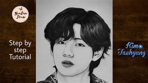 How To Draw Bts V Step By Step Kim Taehyung Pencil Sketch Drawing