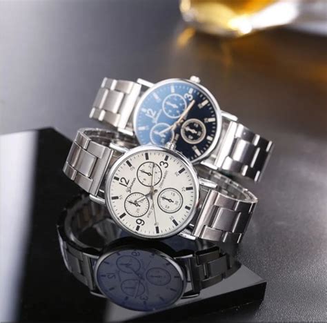 Jam Tangan Pria Geneva Romawi Chrono Stainless Style Formal Strap