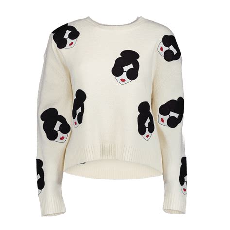 Alice Olivia Gleeson Stace Face Cropped Boxy Sweater EvaChic