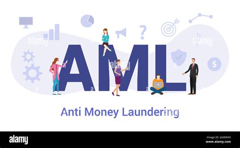 Aml Anti Money Laundering Concept With Big Word Or Text And Team People