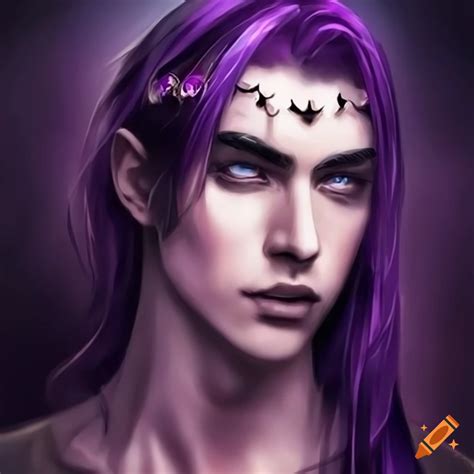 Image Of A Male Character With Long Black Hair And Purple Eyes Wearing