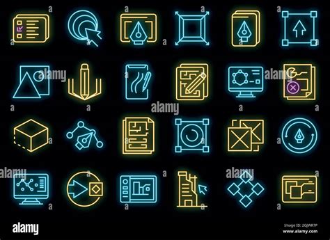 Redesign Icons Set Outline Set Of Redesign Vector Icons Neon Color On