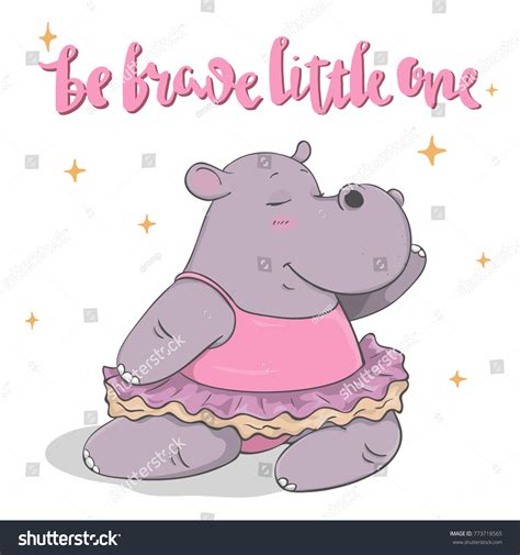 Colorful Hand Drawn Cartoon Hippo Dancing Ballet Royalty Free Stock Vector 773718565