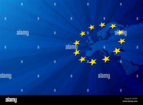 Europe Map And European Union Flag European Union Vector Europe Map