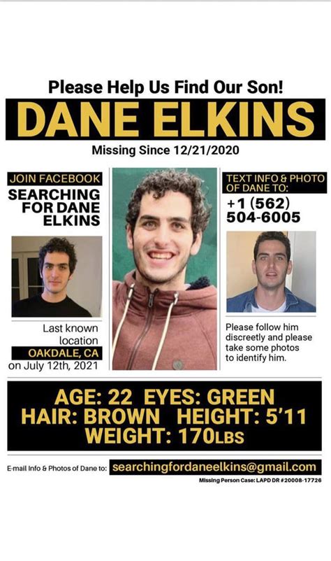 Dane Elkins Went Missing In 2020 He Left On His Own And His Vehicle Was Later Found Abandoned