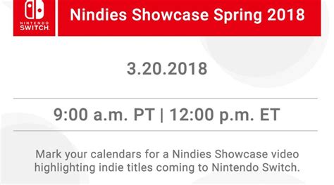 Nindies Showcase Spring 2018 Announced For March 20 Nintendosoup