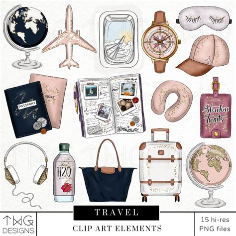 Travel Clipart Collection Print Stickers Scrapbook Stickers