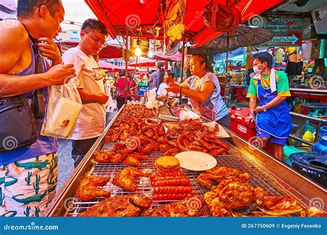 Grilled Chicken And Meat In Warorot Market Chiang Mai Thailand