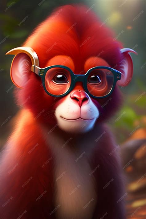 Premium AI Image | Cute monkey wearing a glasses