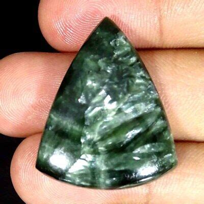 Cts Natural Seraphinite Pear Cabochon Loose Gemstone Ebay