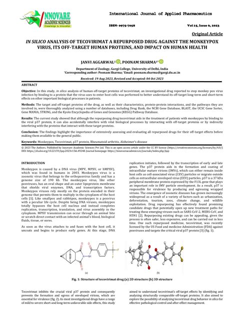 PDF In Silico Analysis Of Tecovirimat A Repurposed Drug Against The