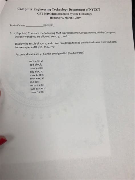 Solved Computer Engineering Technology Department Of Nycct