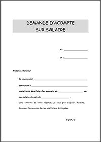 Modele De Lettre Demande D Acompte Sur Salaire Exemple De Lettre Hot