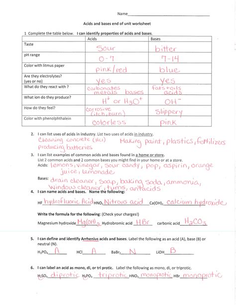 Acids And Bases Practice Test