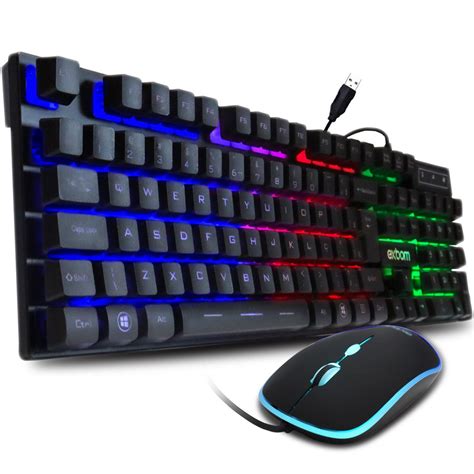 Kit Teclado E Mouse Gamer Usb Leds Coloridos Exbom Bk G