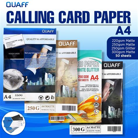 Quaff Calling Card Paper Double Sided Matte Glitter Cardstock Paper