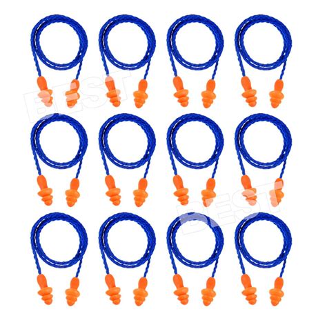 12pcs Soft Silicone Corded Ear Plugs Reusable Hearing Protect Safety