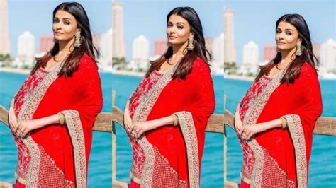 Pregnant Aishwarya Rai Flaunting Baby Bump At Her Godh Bharai