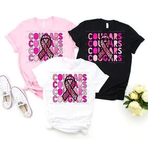 Cougars Stacked Breast Cancer Awareness Pink Leopard Ribbon Etsy