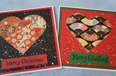 Stitched Japanese Washi Paper Heart Cards Cards Handmade Paper Art