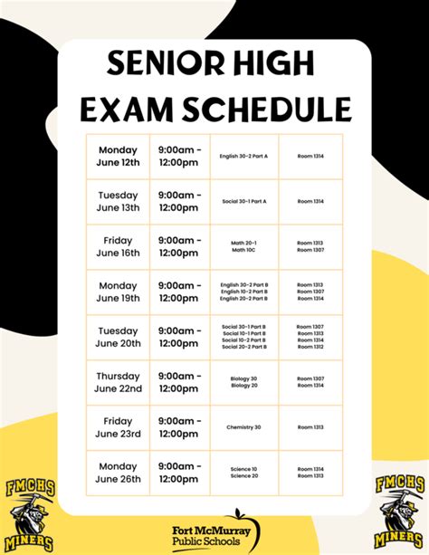 Senior High Exam Schedule 2023 | Fort McMurray Composite High School