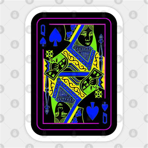 Queen Of Spades Neon Queen Of Spades Sticker Teepublic