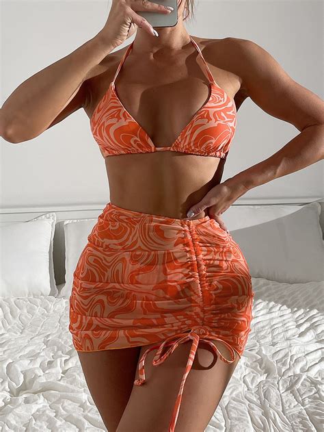 Abstract Fluid Pattern Triangle Bikini Swimsuit Beach Skirt Artofit