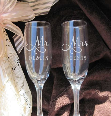 Etched Double Heart Roses Swirl Etched Wedding Glasses Bride And Groom Glasses Mr Mrs Weddi