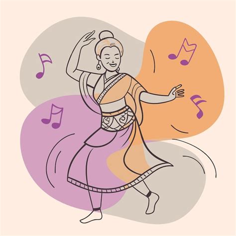 A Drawing Of A Woman Dancing With Music Notes On It Premium AI