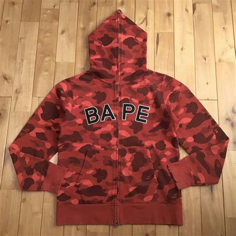 Bape BAPE LOGO Red camo full zip hoodie a bathing ape | Grailed