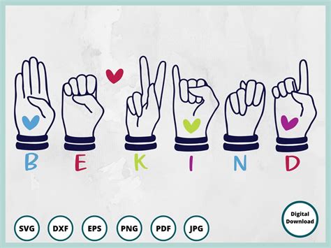 Sign Language Svg Asl Svg Be Kind Svg Smile Svg Asl Etsy Canada