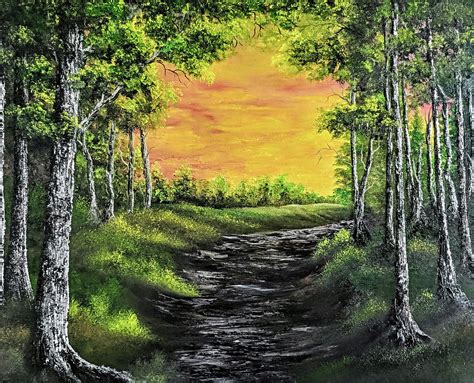 Sunset Forest Painting