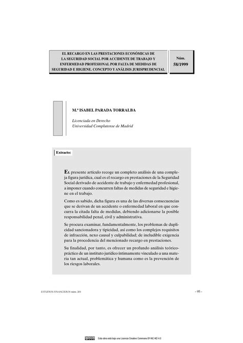 Pdf El Recargo En Las Prestaciones Econ Micas De La Seguridad Social