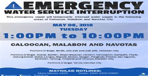 Maynilad Water Interruption Advisory Affected Areas