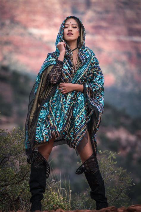 Led Turquoise Sequin Tribal Shaman Cape Burning Man Halloween Costume Festival Ibiza Cloak In