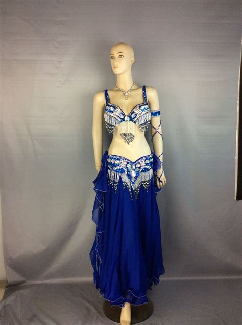 Free Shipping Hand Beaded Belly Dance Samba Costume Dark Blue Etsy